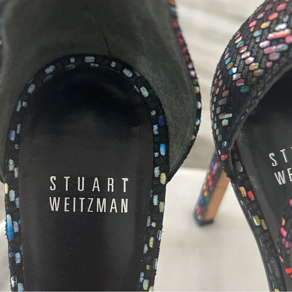 Stuart Weitzman 4” Heels Multicolor Suede Open Toe Iconic Nudist Ankle Strap 6.5 - Picture 6 of 11